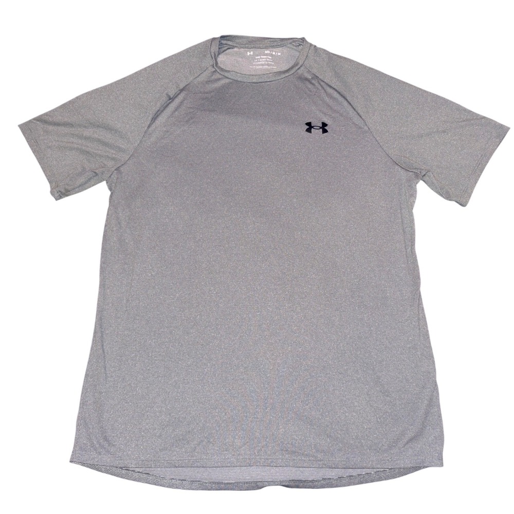 Under Armour Mens Gray Short Sleeve Tech T Shirt Athletic Gym Size Medium
